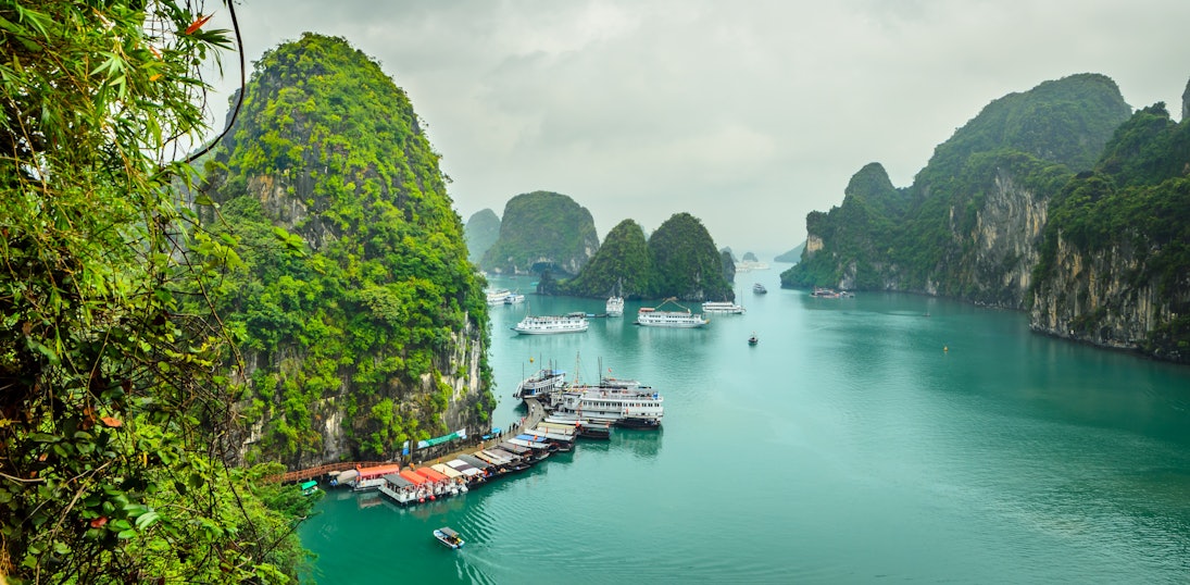 View from Sung Sot Caves at Halong Bay. Classic rainy day as we got there almost every day, but still so beautiful.