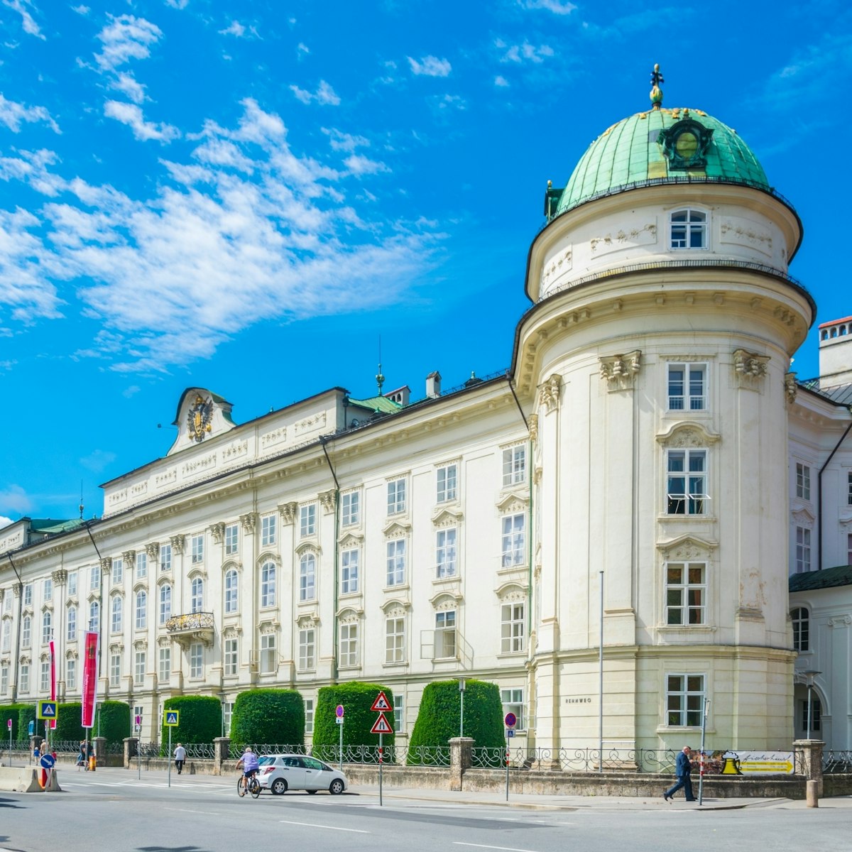 People are passing around the palace Hofburg in Innsbruck, Austria.; Shutterstock ID 550745233; Your name (First / Last): Daniel Fahey; GL account no.: 65050; Netsuite department name: Online Editorial; Full Product or Project name including edition: Hofburg Innsbruck POI