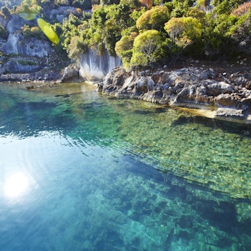 Sunken Lycian town on coast of Kekova island.