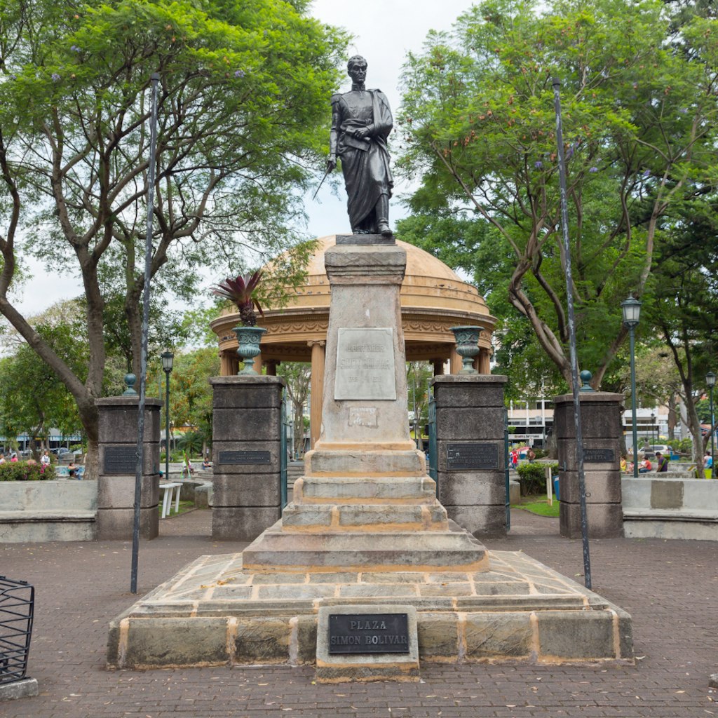 SAN JOSE, COSTA RICA - MAY 17: Simon Bolivar square, monument to Simon Bolivar in San Jose, Costa Rica on May 17, 2014. The monument is located in the central part of San Jose city; Shutterstock ID 383541232; Your name (First / Last): Josh Vogel; GL account no.: 56530; Netsuite department name: Online Design; Full Product or Project name including edition: Digital Content/Sights