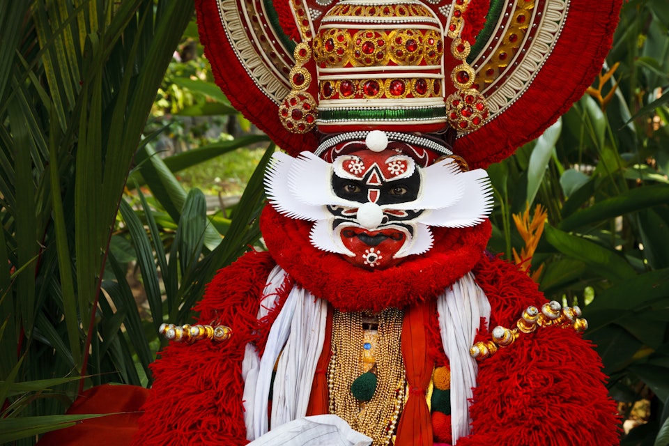 Portrait of Kathakali dancer in full costume