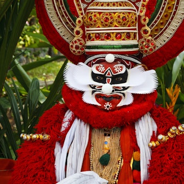 Portrait of Kathakali dancer in full costume