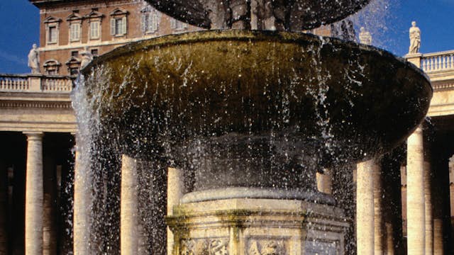 Fountain in Piazza San Pietro, in front of the Basilica di San Pietro - Rome, Vatican City
