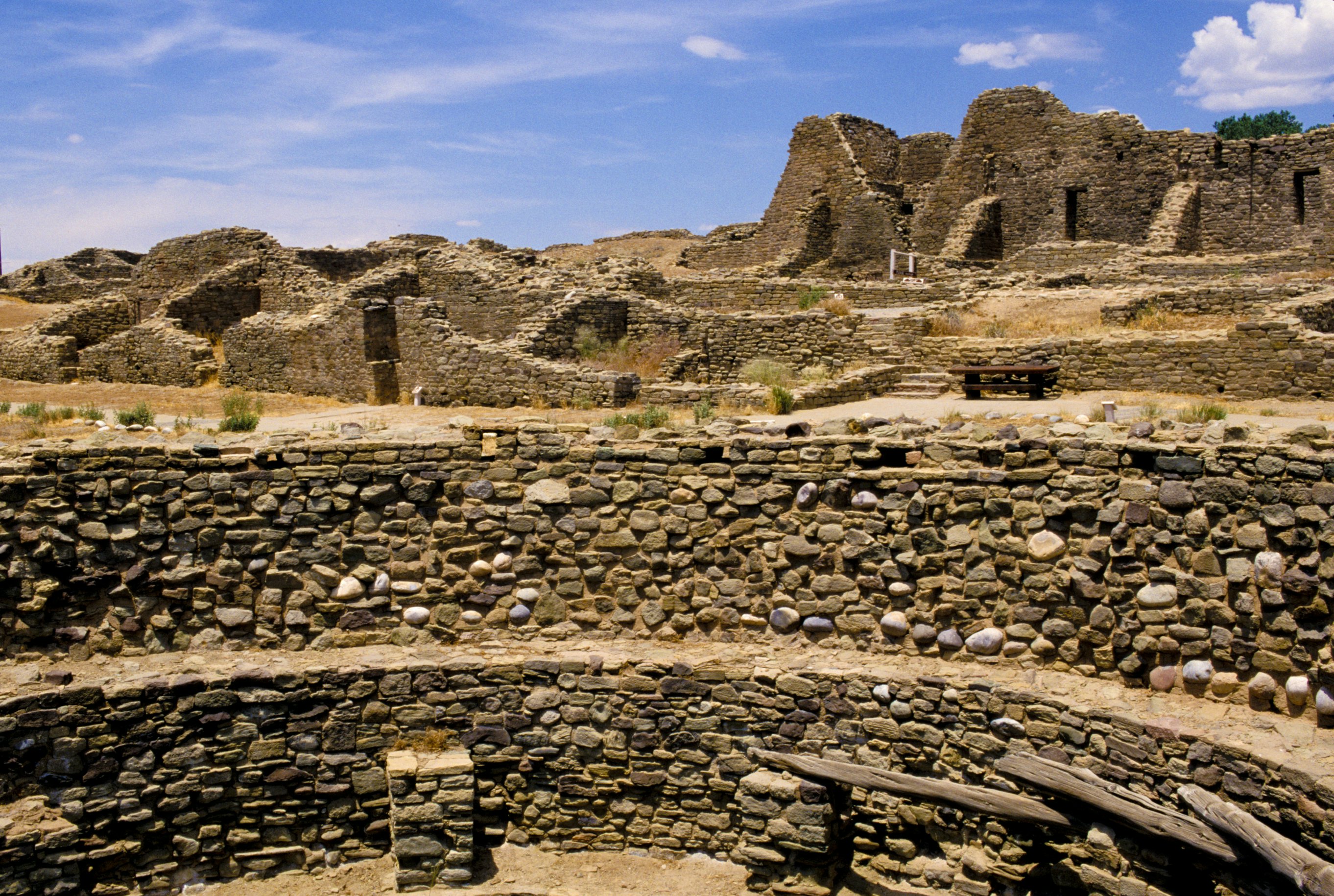 New Mexico, Aztec Ruins National Monument. Anasazi. Kiva Ruins.