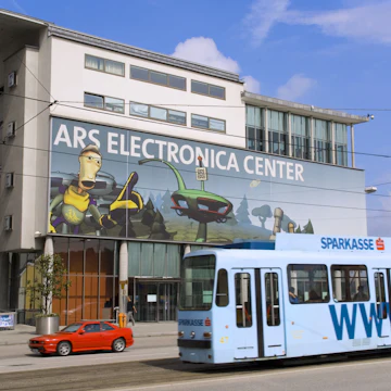 Europe, Upper Austria, Linz, ARS Electronica Center tram