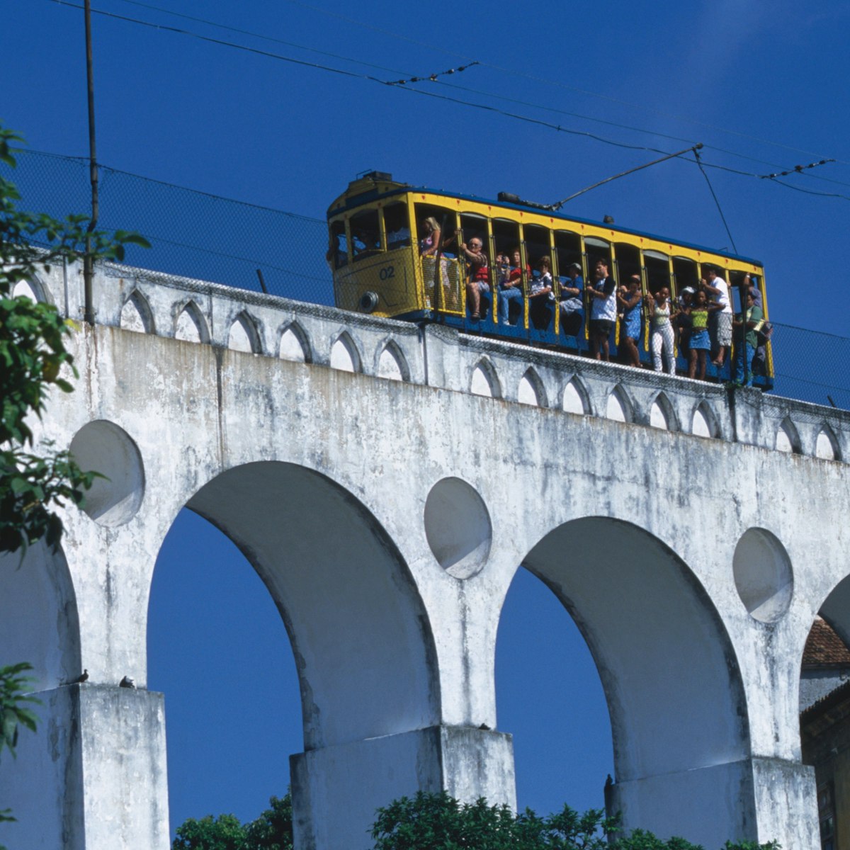 Bondinho (tram) on Lapa Arches, Lapa.