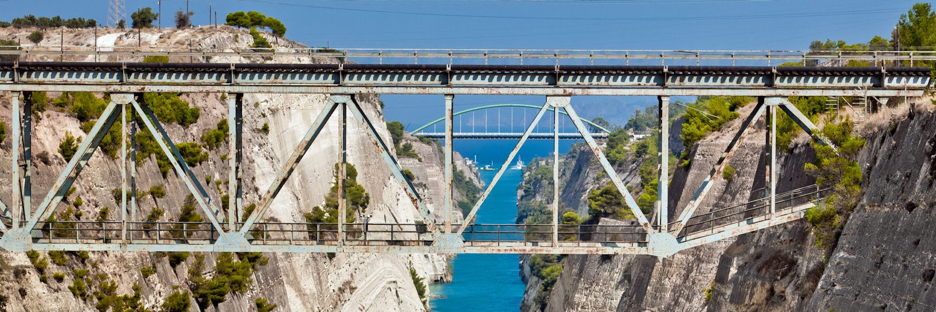 The boat crossing the Corinth channel in Greece, near Athens; Shutterstock ID 68480968; Your name (First / Last): Emma Sparks; GL account no.: 65050; Netsuite department name: Online Editorial; Full Product or Project name including edition: Best in Europe POI updates