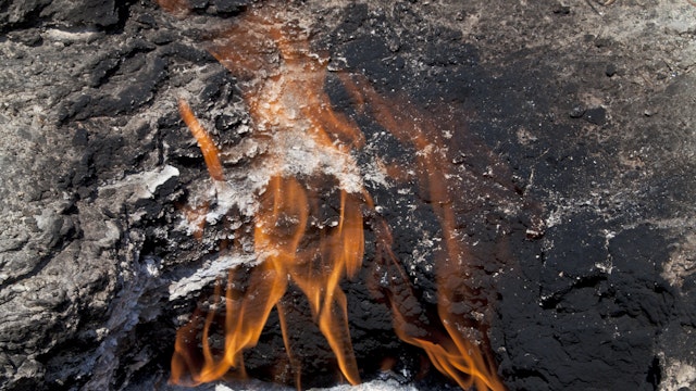 Turkey, perpetual fires of Yanartas at the Chimaera, near Cirali