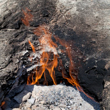 Turkey, perpetual fires of Yanartas at the Chimaera, near Cirali