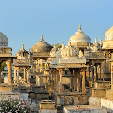 India, Rajasthan State, surroundings of Udaipur, Ahar site contains more than 250 cenotaphs of the maharanas of Mewar that were built over approximately 350 years. There are 19 chhatris that commemorate the 19 maharajas who were cremated here