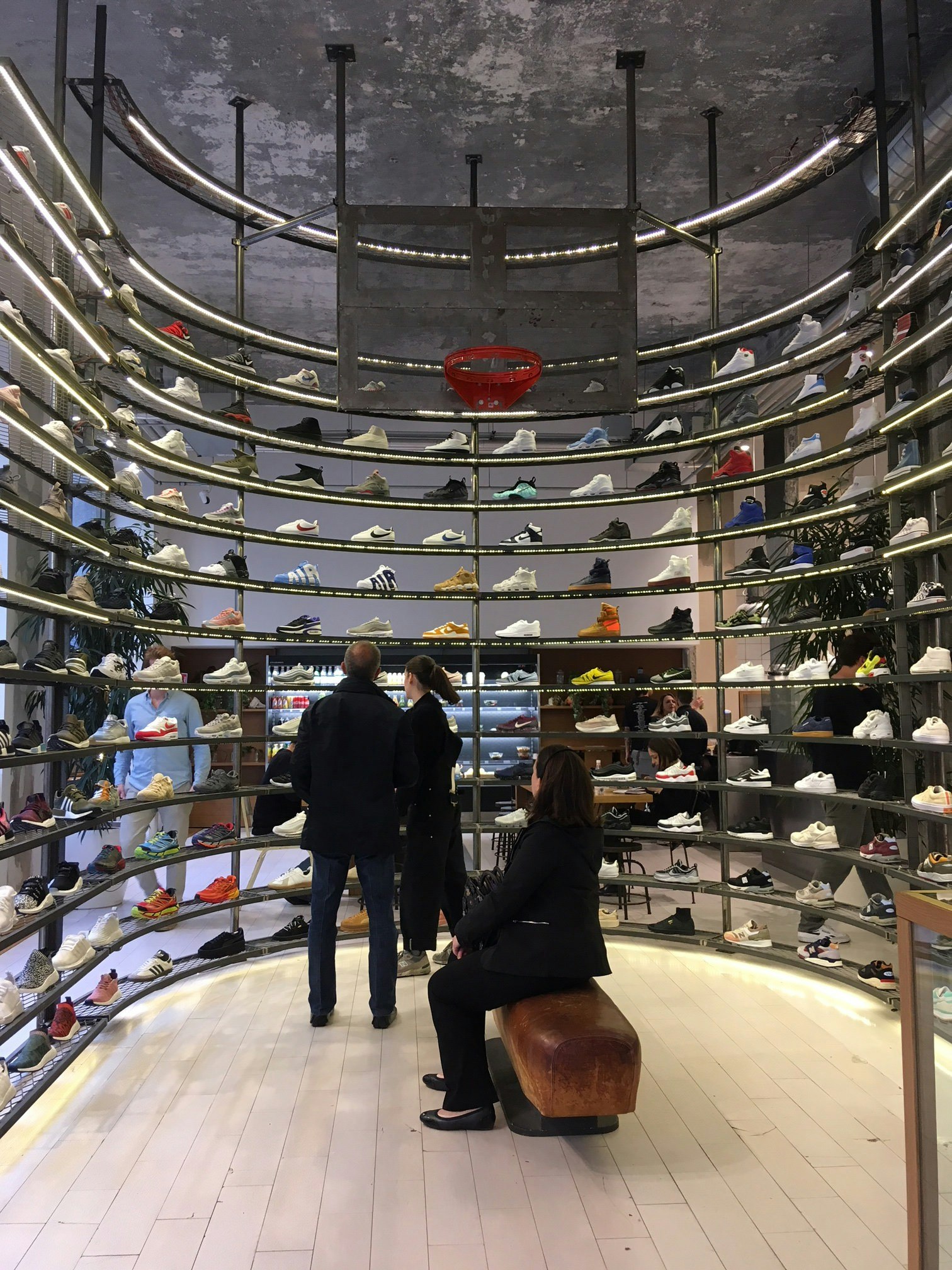 Wall of sneakers in One Block Down