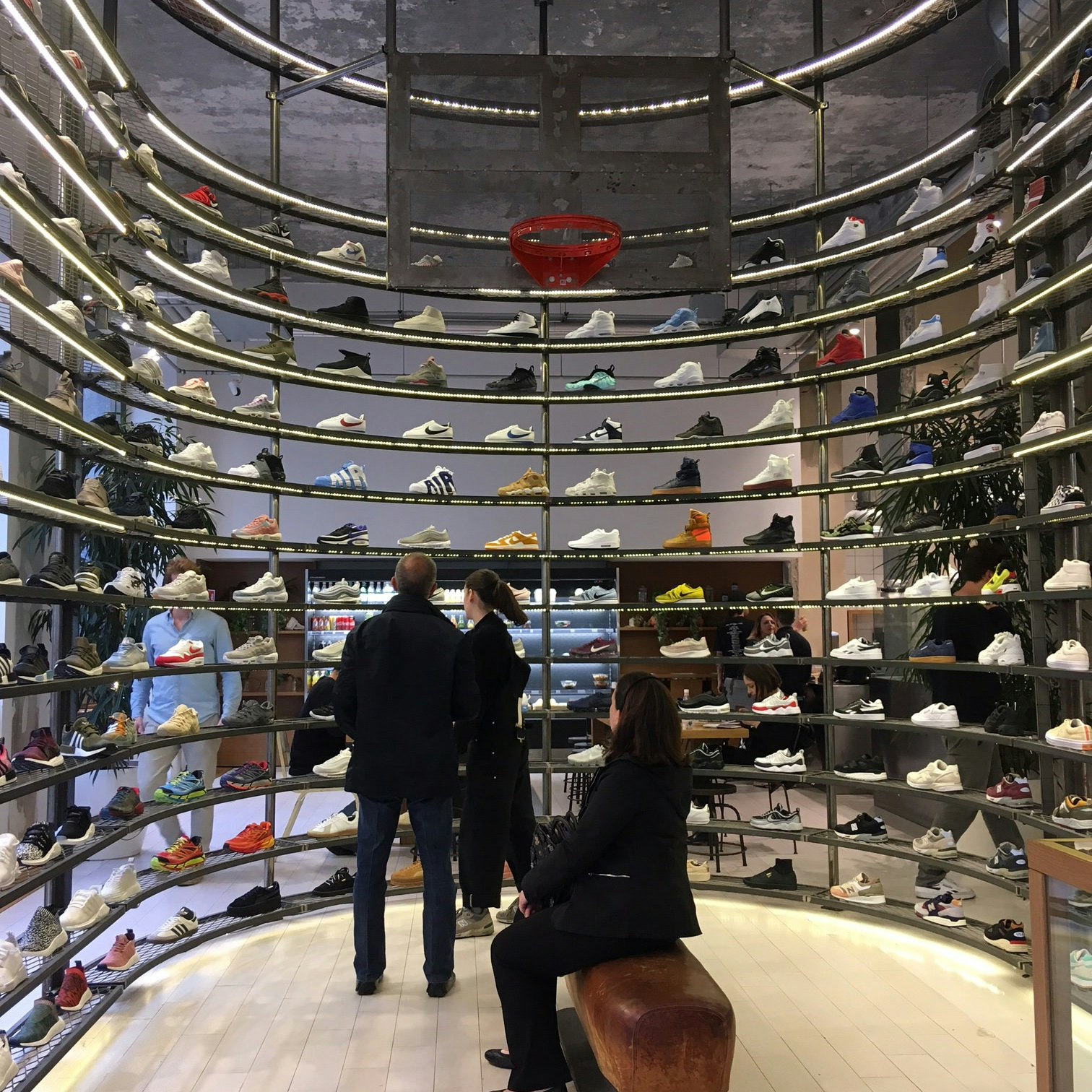 Wall of sneakers in One Block Down