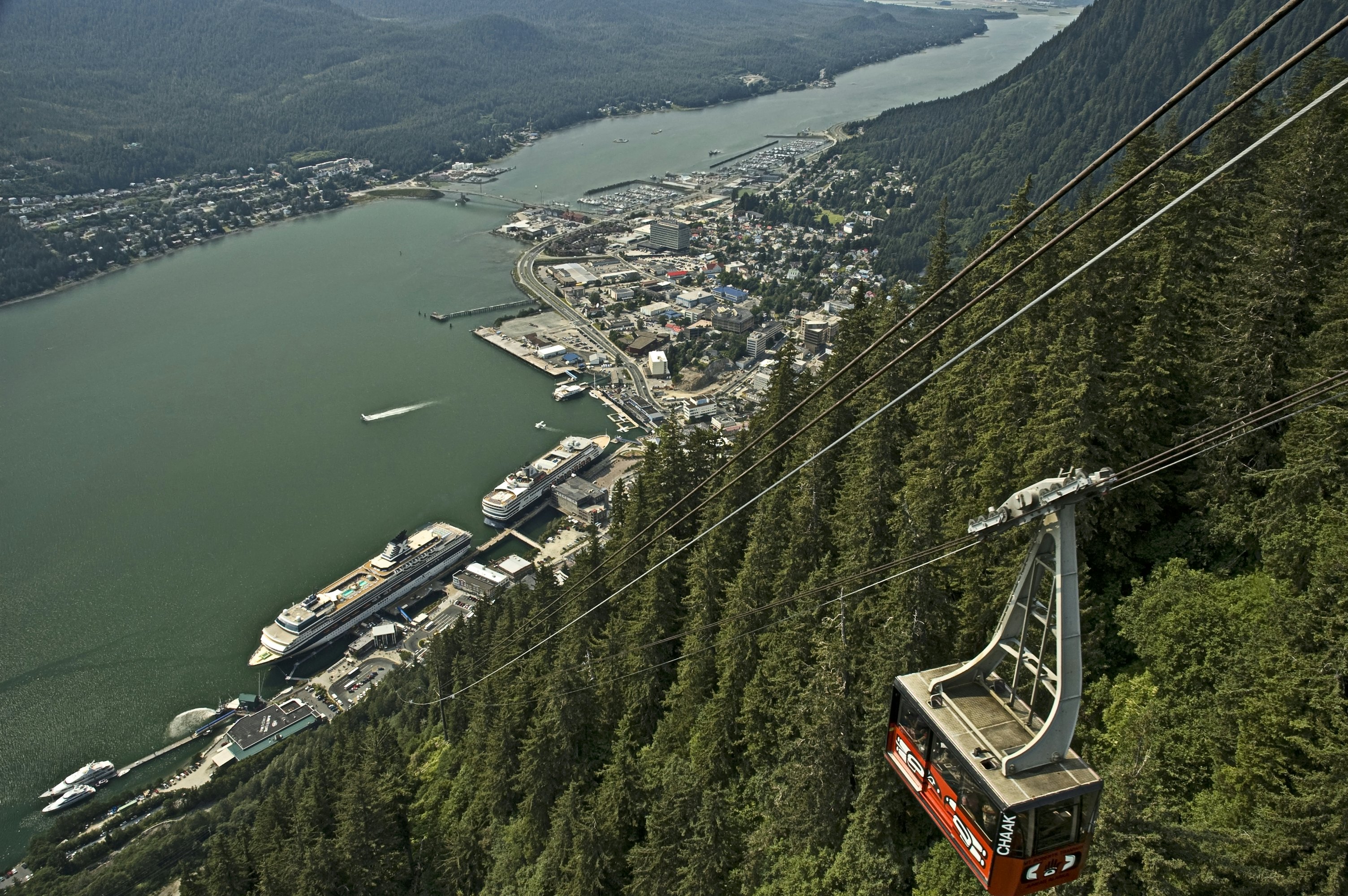 Juneau Alaska from Mt. Roberts with tramway.; Shutterstock ID 37133203; Your name (First / Last): Alexander Howard; GL account no.: 65050; Netsuite department name: Online Editorial; Full Product or Project name including edition: Destination Next Pages