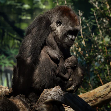 A gorilla named Jessica holds its two week old unnamed baby in its enclosure at the San Diego Zoo, California on January 13, 2015. A naming competition is currently underway for Jessica's sixth baby gorilla. Gorillas' live in tropical or subtropical forests in Africa. AFP PHOTO/MARK RALSTON (Photo credit should read MARK RALSTON/AFP/Getty Images)