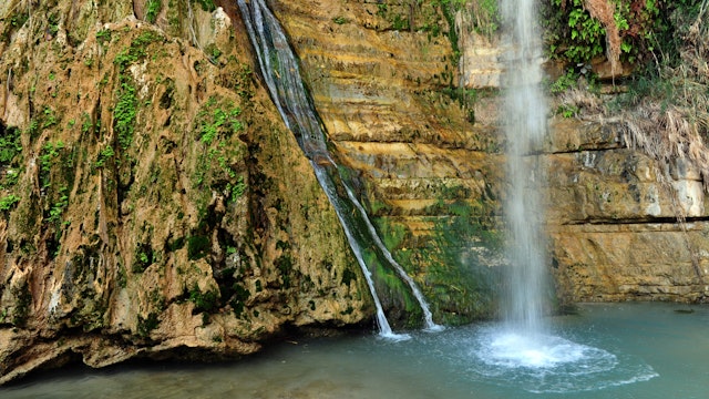 Ein Gedi spring in the Dead Sea area, Israel.; Shutterstock ID 110742899; Your name (First / Last): Lauren Keith; GL account no.: 65050; Netsuite department name: Online Editorial; Full Product or Project name including edition: Dead Sea Online Update
