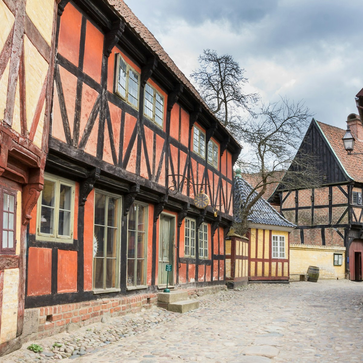 AARHUS, DENMARK - APRIL 12, 2015: Medieval houses the streets of  the old town Den Gamle By in Aarhus Denmark; Shutterstock ID 271673486; Your name (First / Last): Emma Sparks; GL account no.: 65050; Netsuite department name: Online Editorial; Full Product or Project name including edition: Best in Europe POI updates