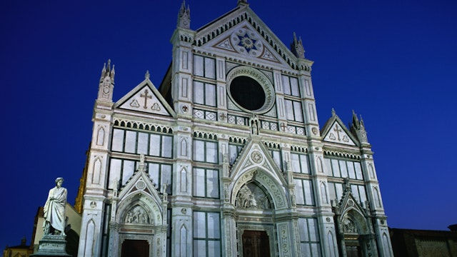 19th century neo-Gothic facade of Basilica of Santa Croce.