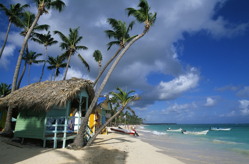 Huts on beach, Bavaro Beach, Dominican Republic