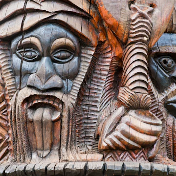 The Mwa Ka, Kanak Totem taking up the 8 differents totems representating the 8 Aires Coutumieres of New Caledonia