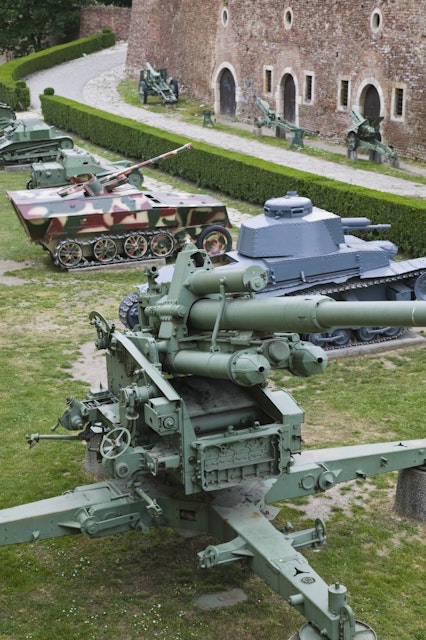 Tank display outside Military Museum at Kalemegdan, Belgrade, Serbia