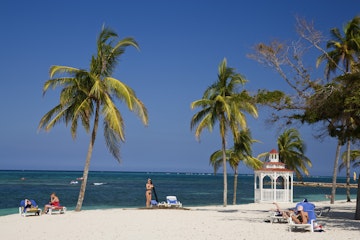 Pavilion at sandy beach, Guardalavaca, Holguin, Cuba, West Indies