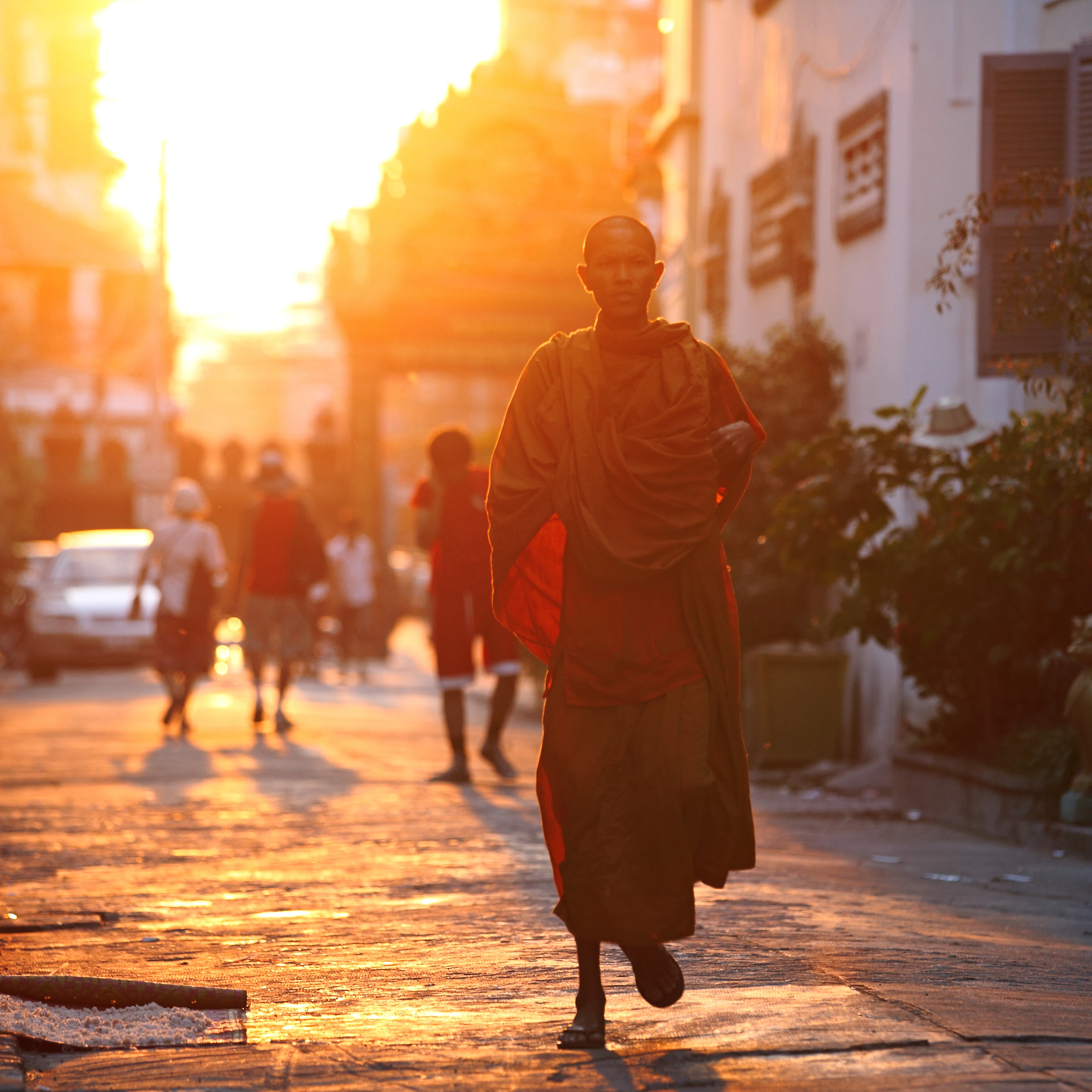 Monks inside the grounds of Wat Ounalom.