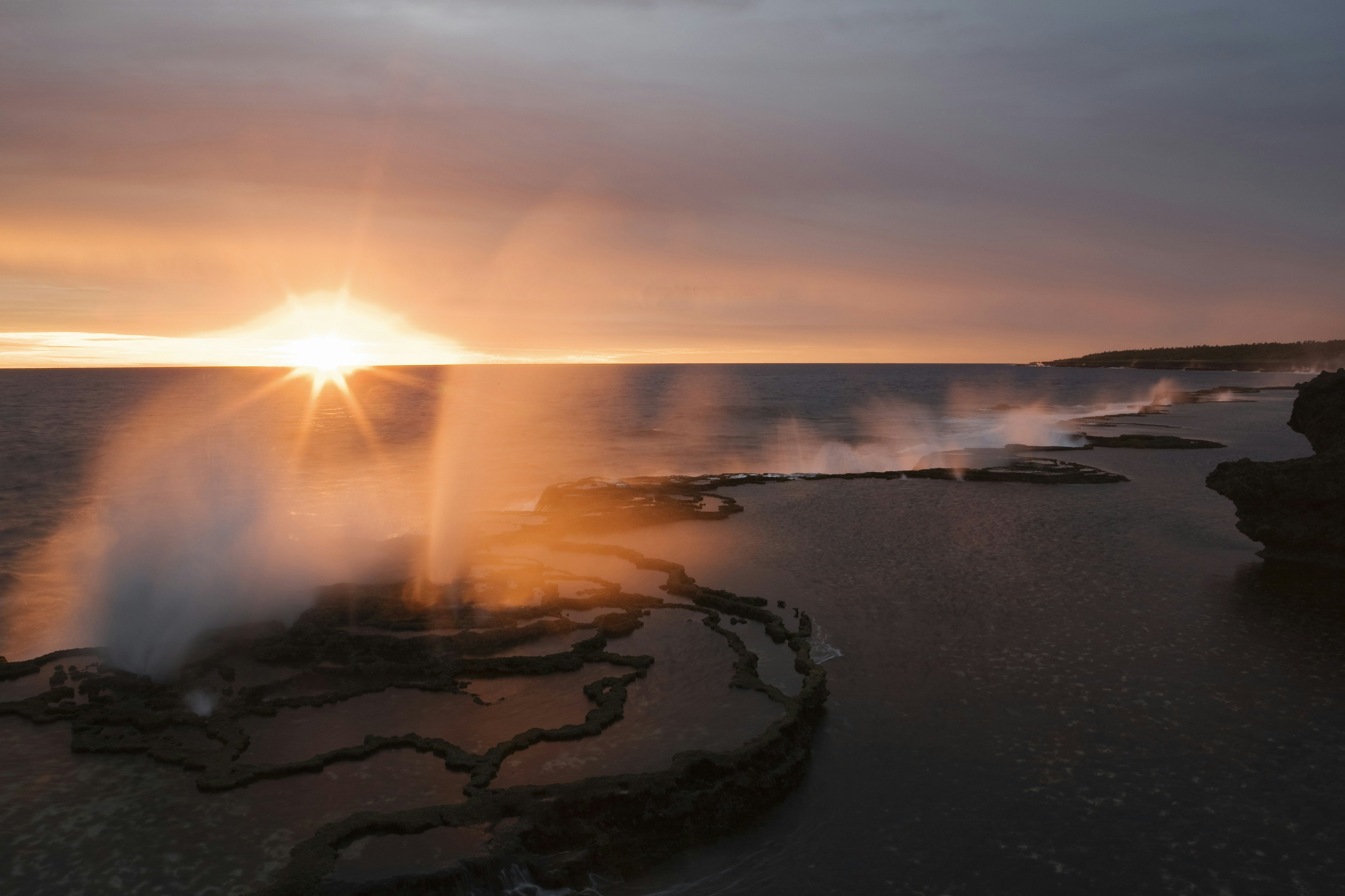 Sunset at the Mapu'a 'a Vaca (Chief's Whistles) Blowholes.