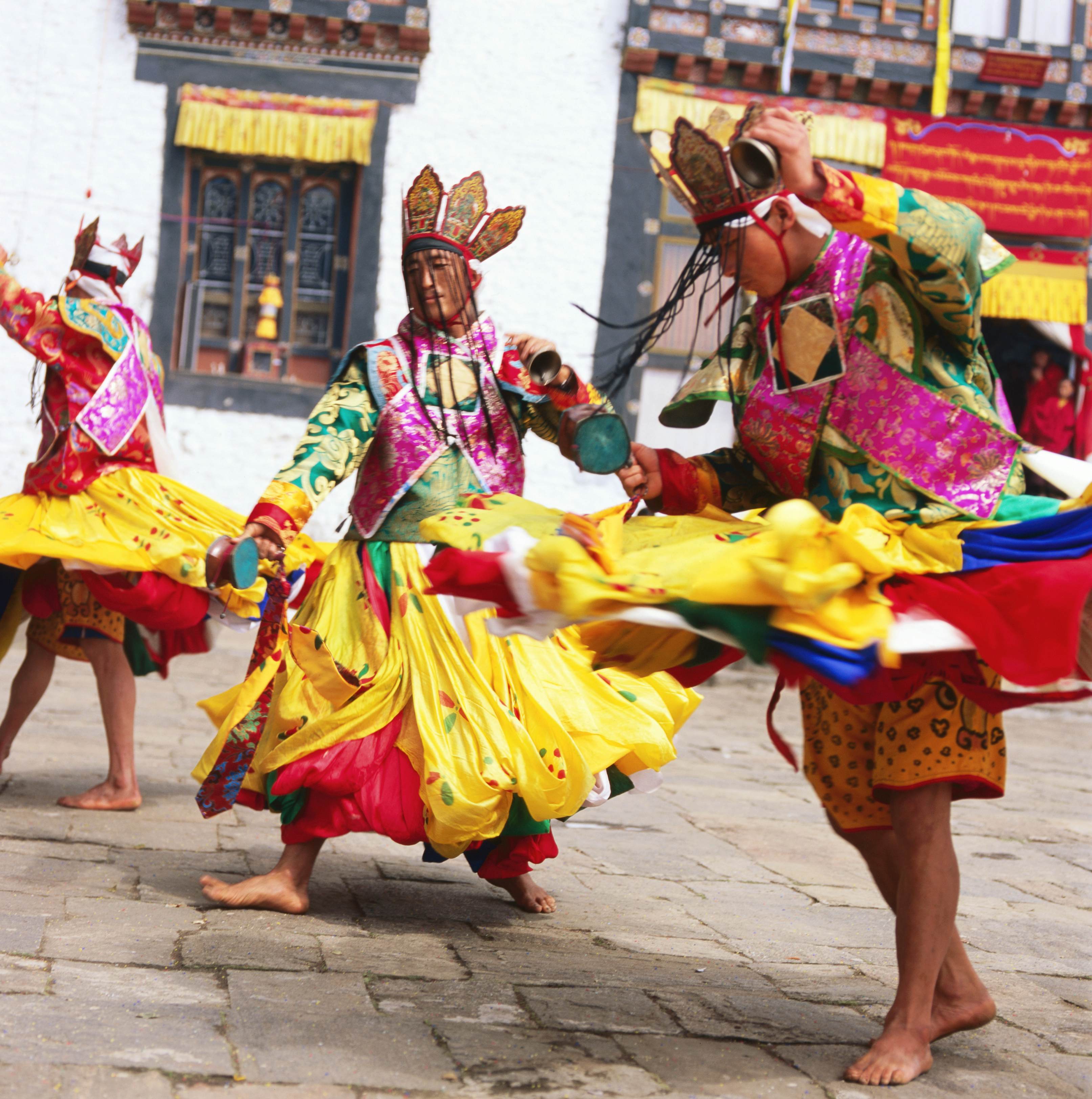 Tshechu dancers at Goemba.