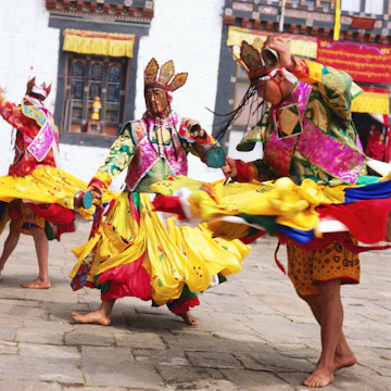 Tshechu dancers at Goemba.