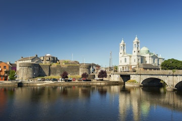 Church and Athlone Castle on the Shannon River.