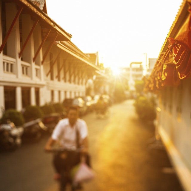 Cycling in Bangkok at Sunset