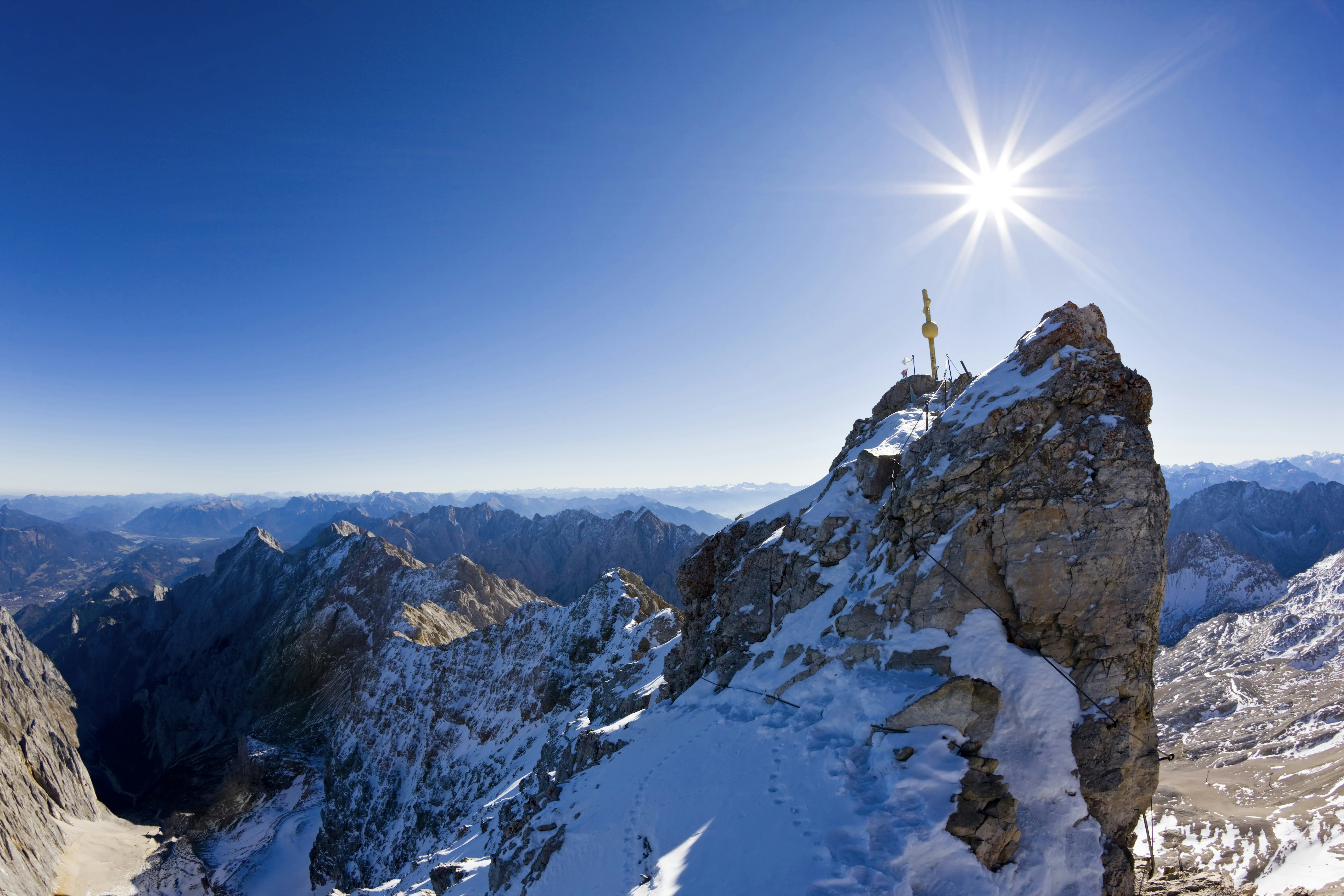 Germany, Bavaria, Wetterstein mountains, Zugspitze, Summit cross