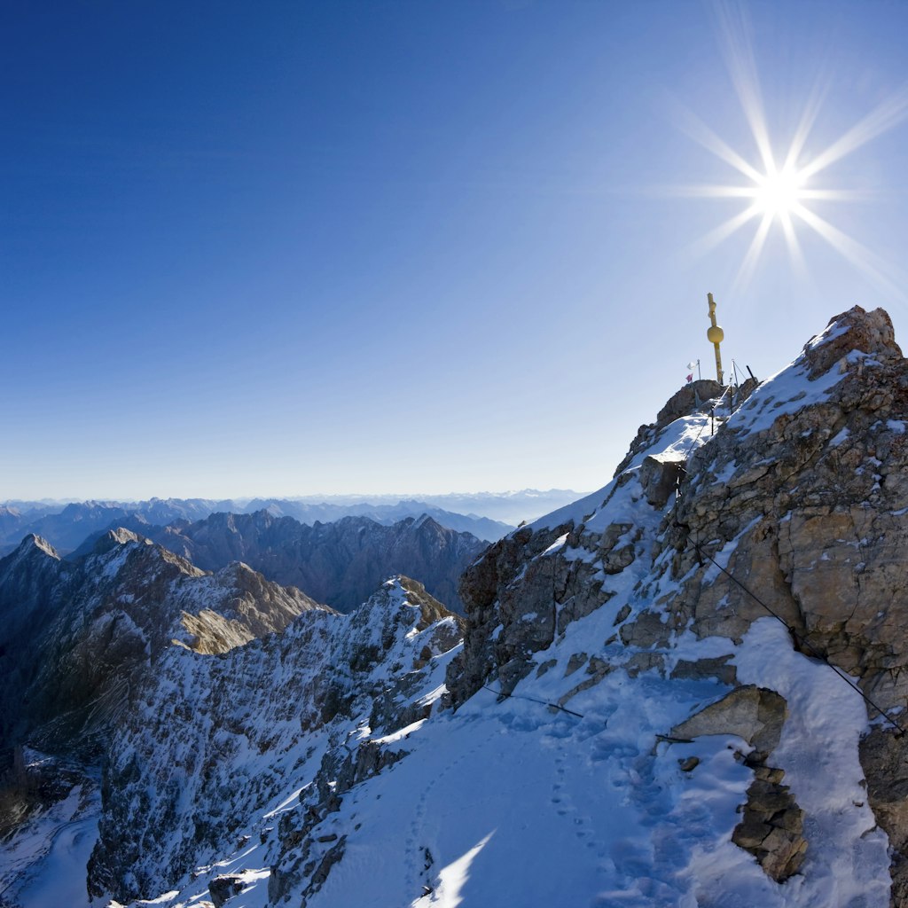 Germany, Bavaria, Wetterstein mountains, Zugspitze, Summit cross