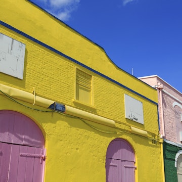 Yellow building in The Careenage, Bridgetown
