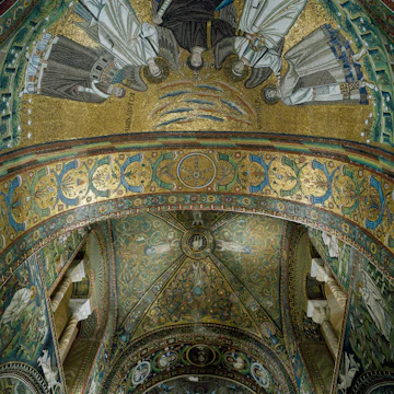 ITALY - JULY 24: Mosaics in the apse vault, 538-545, Basilica of San Vitale (UNESCO World Heritage List, 1996), founded 526, Ravenna, Emilia-Romagna, Italy. (Photo by DeAgostini/Getty Images)