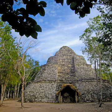 Small PYramid at Mayan ruins of Coba, Caribe. Quintana Roo state. Mayan Riviera. Yucatan Peninsula. Mexico