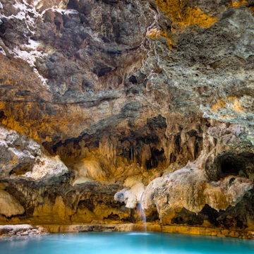 Details of the rock inside the Cave and Basin National Historic Site, Sulphur Mountain, Banff National Park, Alberta, Canada
