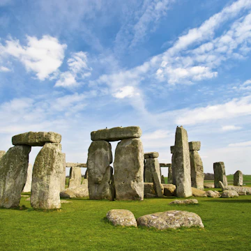 Blue skies over Stonehenge historic site