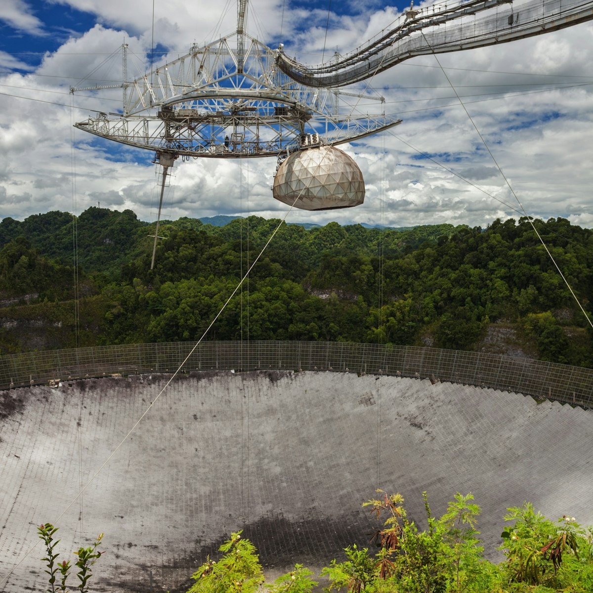 Worlds largest single-dish radio telescope, the Arecibo Observatory, Arecibo, Puerto Rico. (Photo by: Universal Images Group via Getty Images)