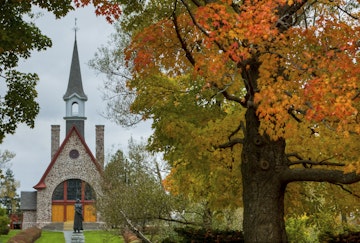 Grand Pre Church in the fall, Annapolis Valley, Nova Scotia.