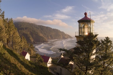 Regal View Heceta Head Lighthouse Shining Across Oregon Coast