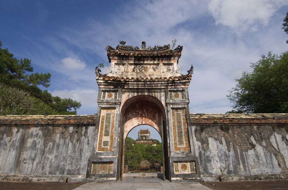 VIETNAM - 2006/09/27: Vietnam, Hue, Tomb Of King Tu Duc, Gate. (Photo by Wolfgang Kaehler/LightRocket via Getty Images)