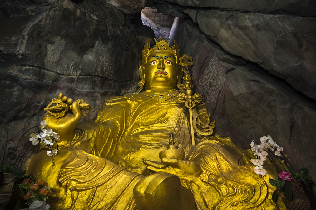 Padmasambhava cave, statue of guru Padmasambhava