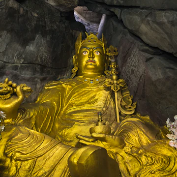 Padmasambhava cave, statue of guru Padmasambhava