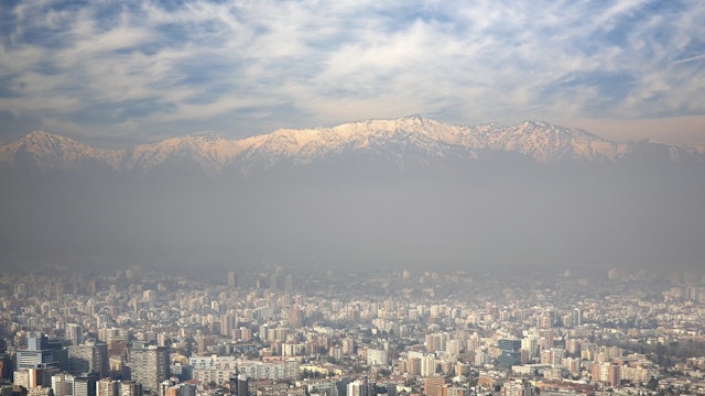 birdeye view of Andes and Santiago, Chile