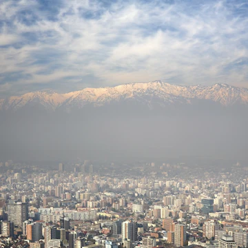 birdeye view of Andes and Santiago, Chile