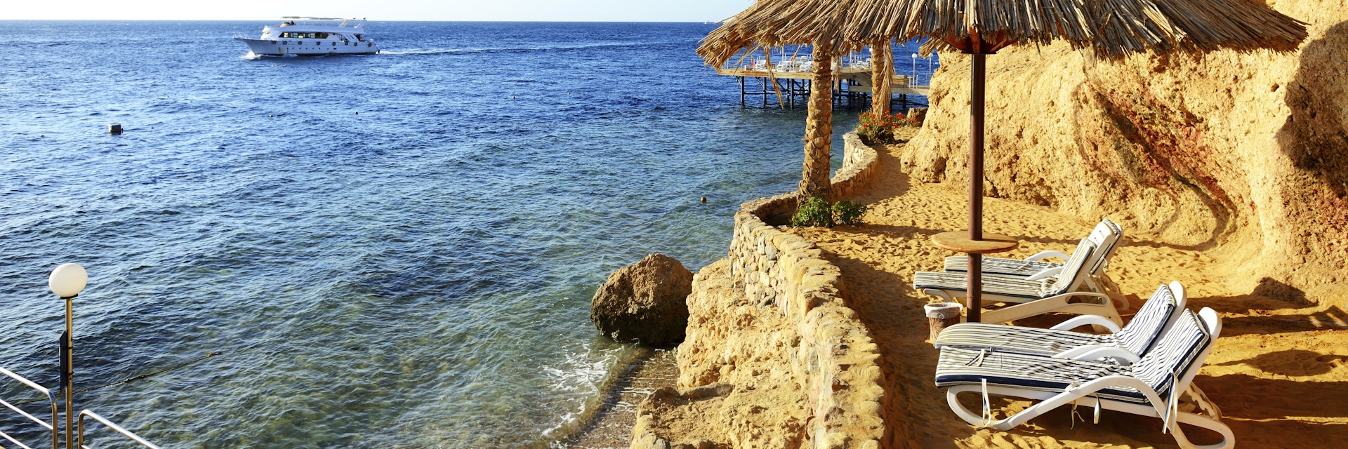 Sunrise and beach at the luxury hotel