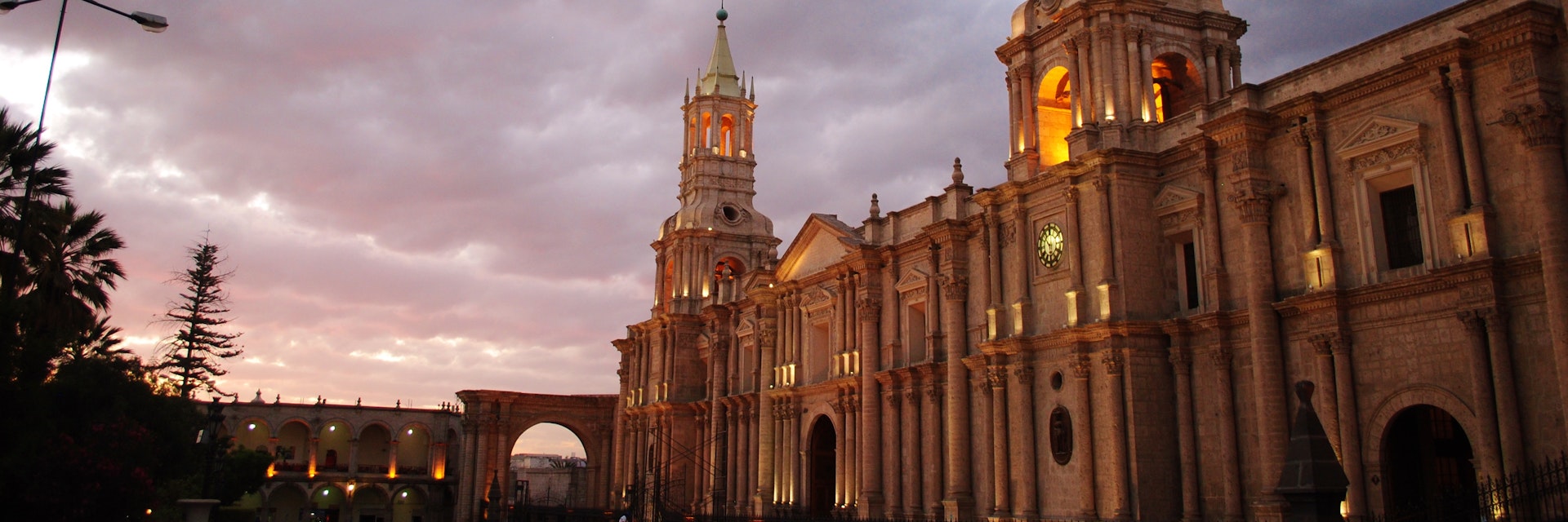 Sunset at Basilica Cathedral of Arequipa