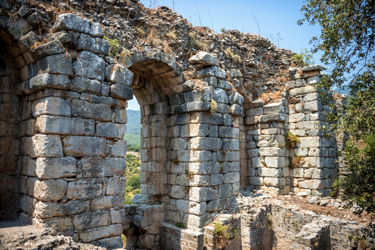view of ruins in Kaunos ancient city (Turkey)