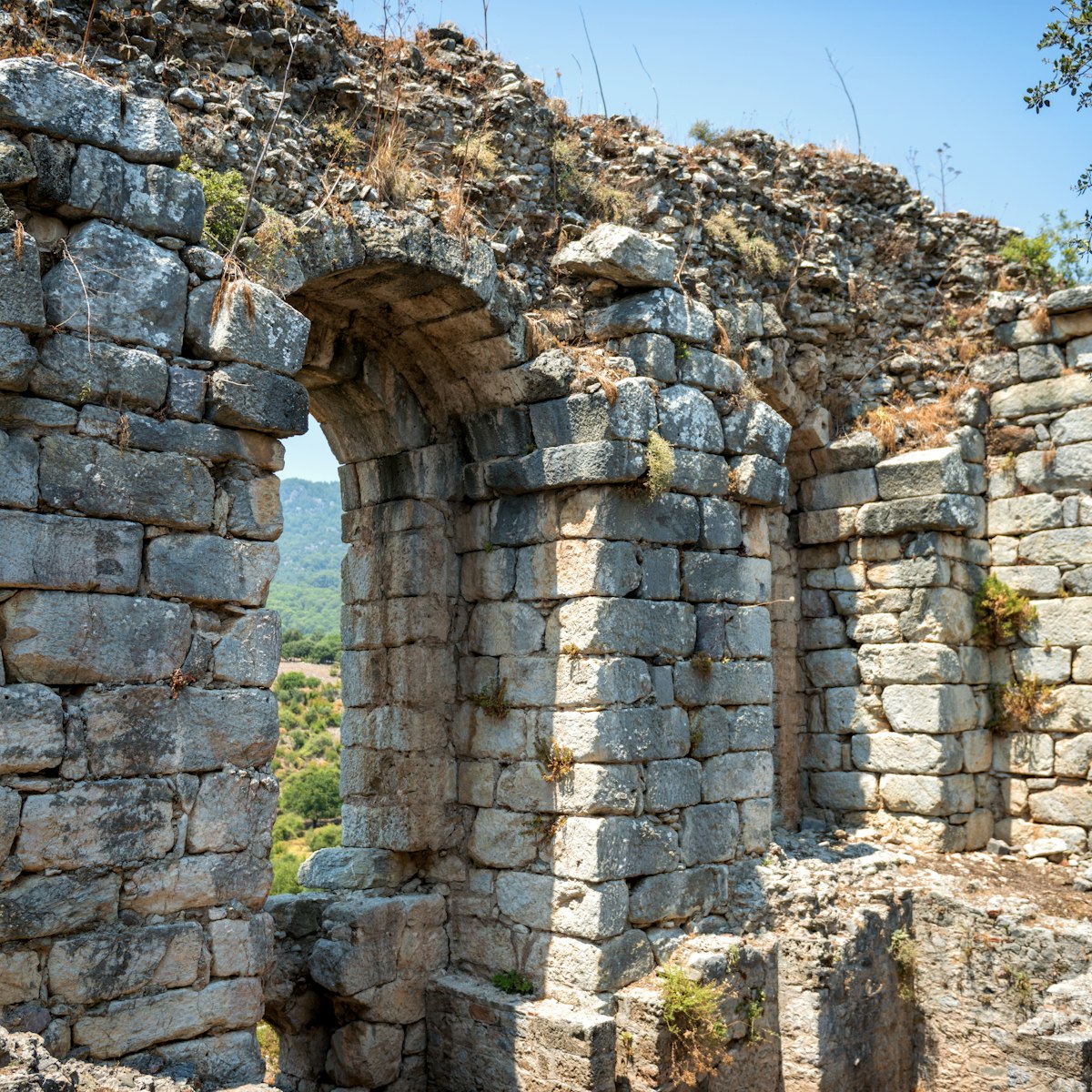 view of ruins in Kaunos ancient city (Turkey)